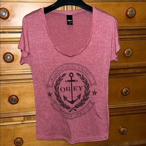 Obey Women's Red Graphic Tee